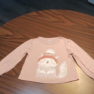 Cat & Jack Pink Long Sleeve Shirt with Fox Design